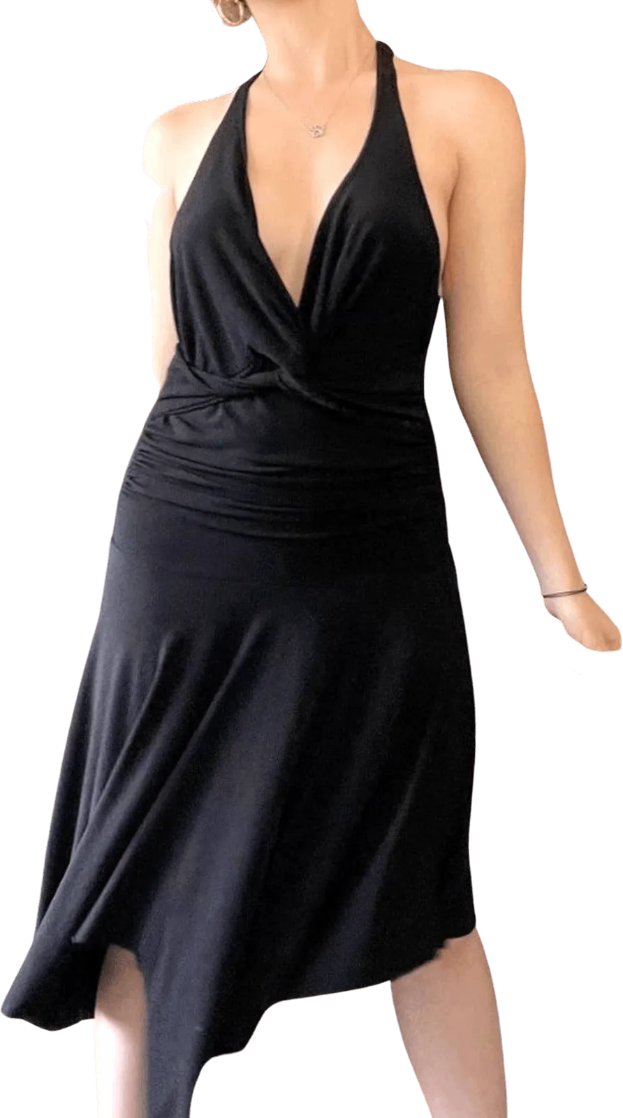 00's Black Halter Midi Dress