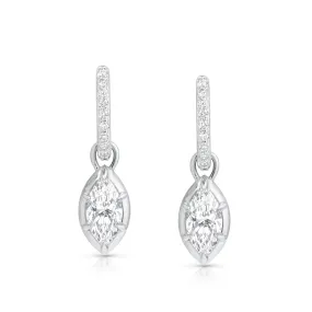 0.50ct Marquise Rosette Pave Hoop Earrings