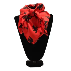 0905804 M&F Silk Red & Black Bronco Print Wild Rag