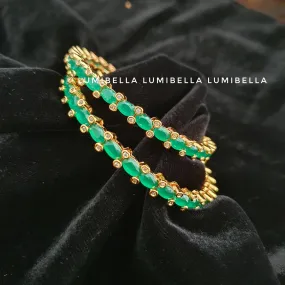 1 gram gold polish green american diamond Studded bangles  2*6