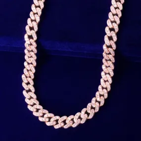 10mm Gold Miami Cuban Link Necklace AAAA Zircon Charm Chain