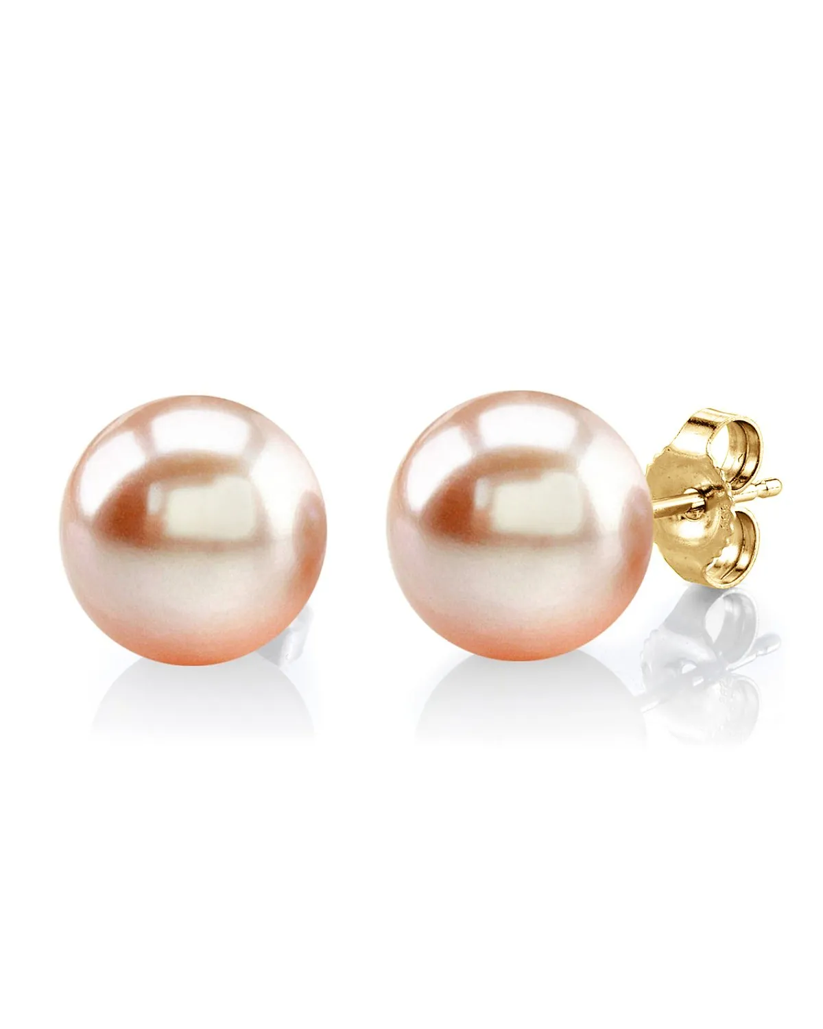 10mm Peach Freshwater Round Pearl Stud Earrings