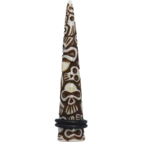 1/2 Brown White Resin Native Skull Taper