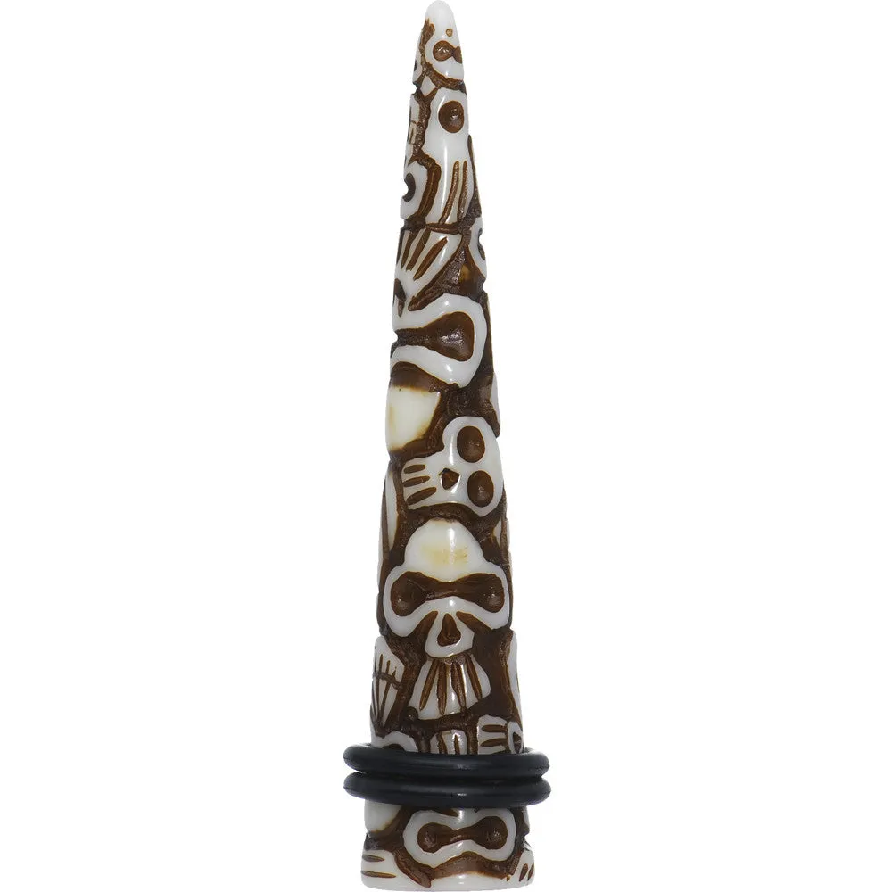 1/2 Brown White Resin Native Skull Taper