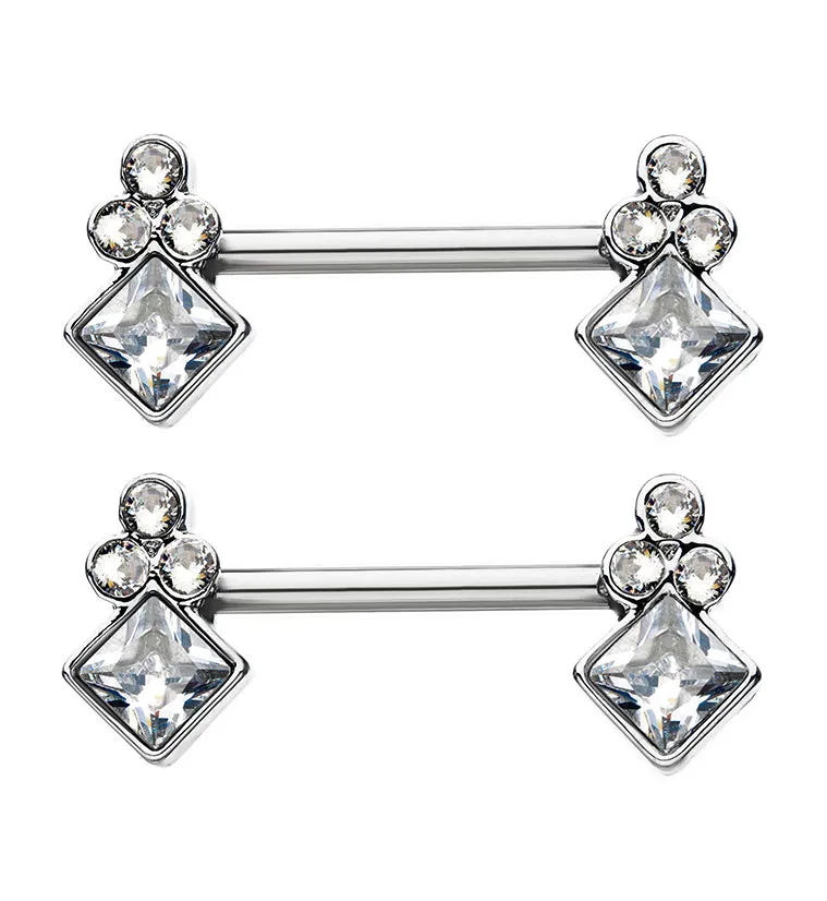 14G Lavish CZ Nipple Ring Barbell