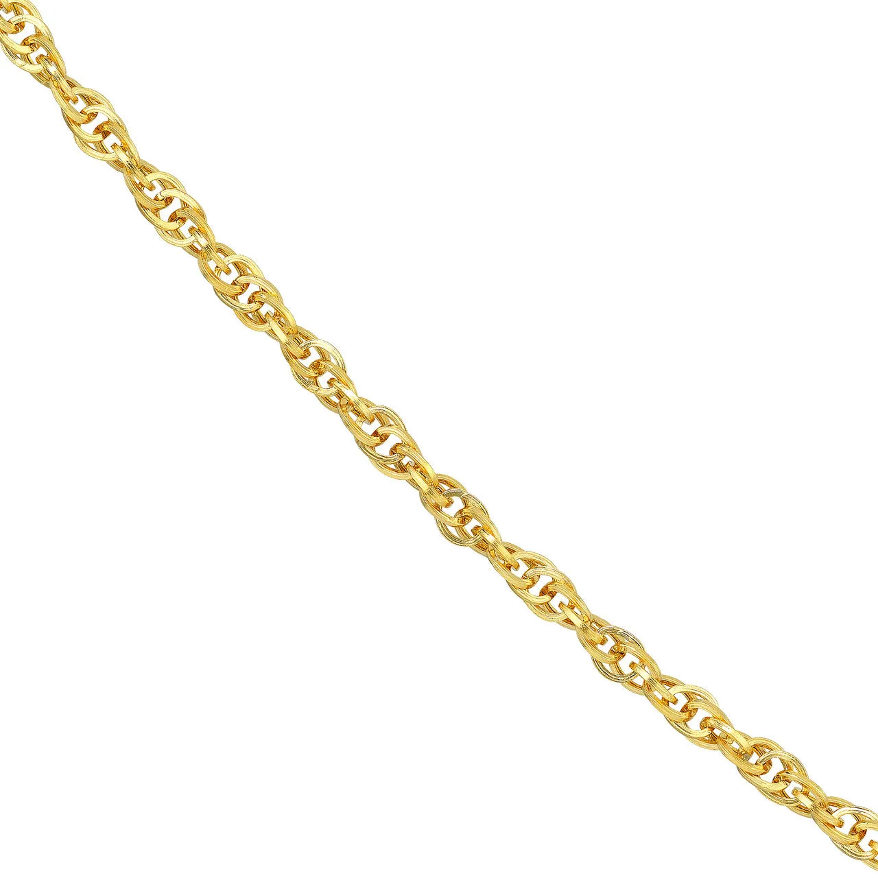 14K Gold 2.5mm Dainty Rope Chain Necklace with Lobster Lock