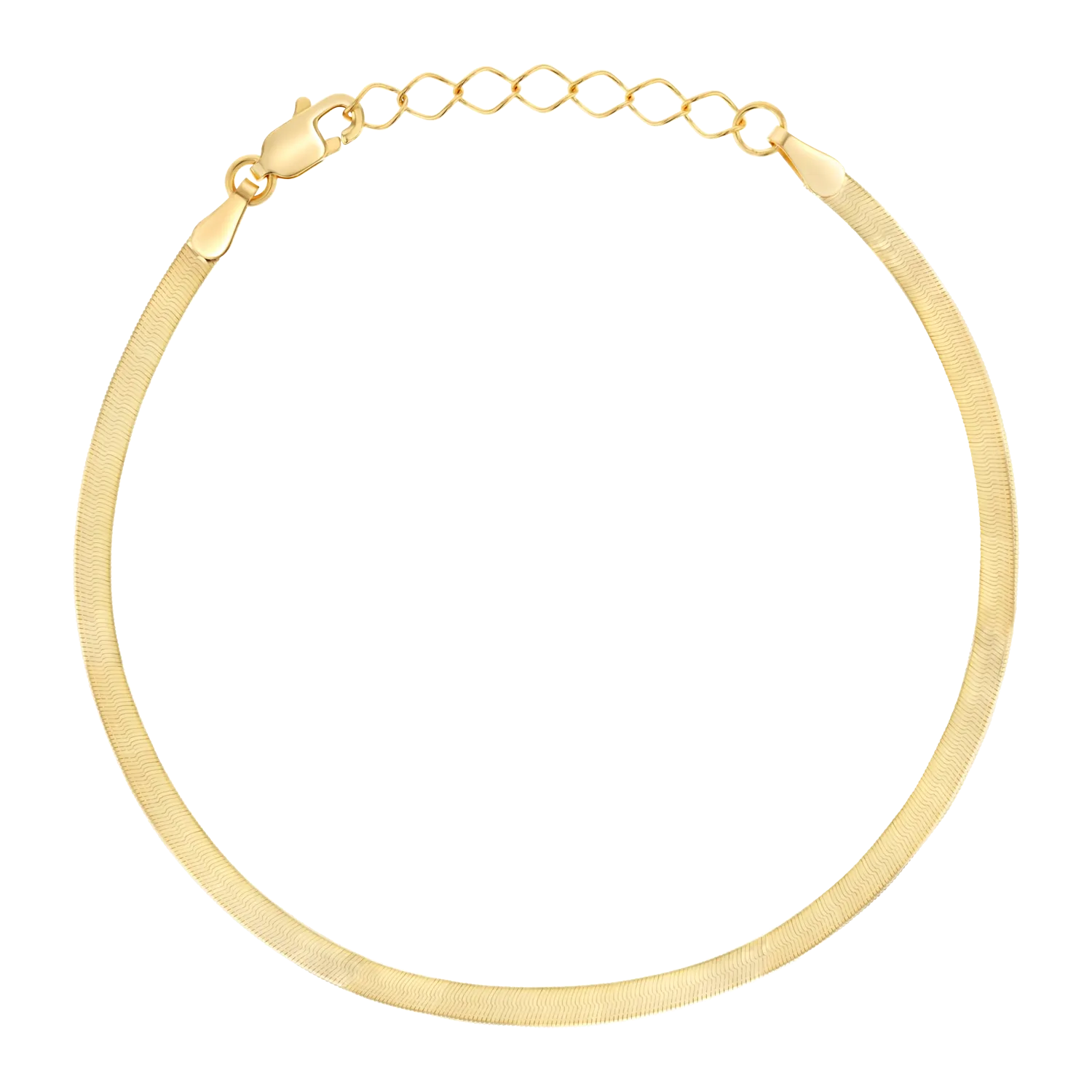 14K Gold Thin Herringbone Bracelet 3mm