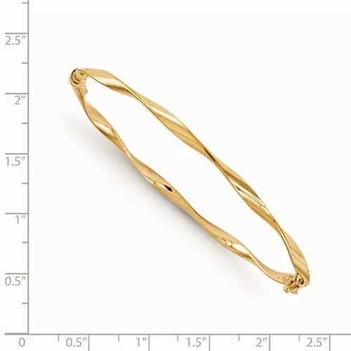 14K Polished Twisted Hinged Bangle