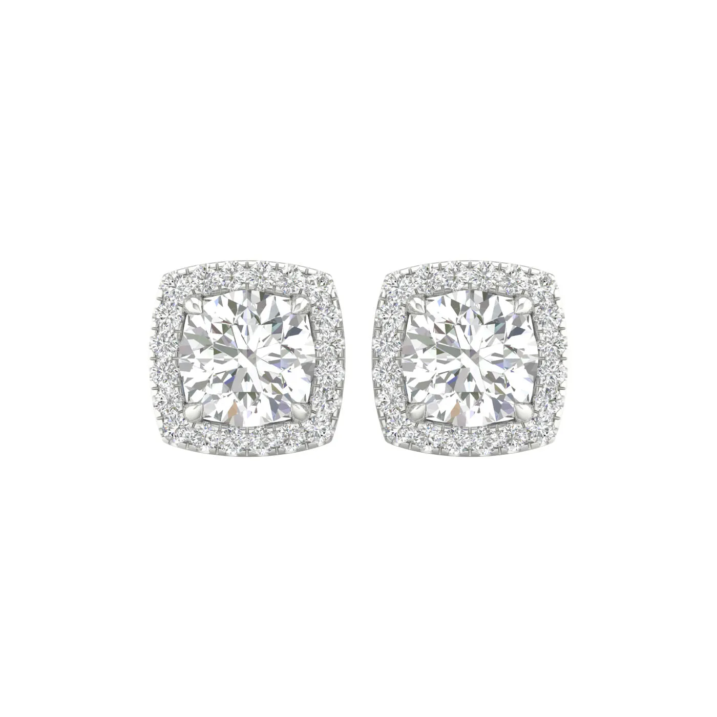 14K White Gold Lab Grown Diamond Halo Stud Earrings