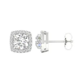 14K White Gold Lab Grown Diamond Halo Stud Earrings