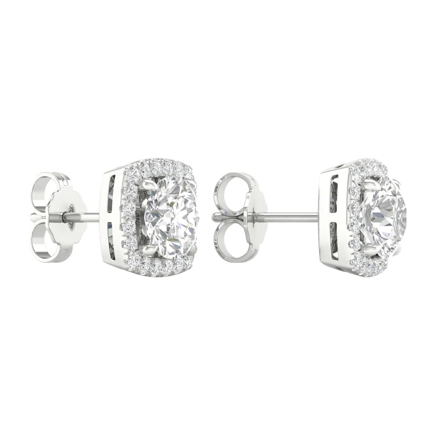 14K White Gold Lab Grown Diamond Halo Stud Earrings