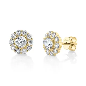 1.58ctw Diamond Cluster Earring, 14K Yellow Gold