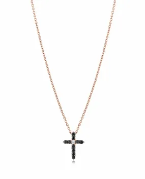 18kt Rose Gold Salavetti Contemporary Cross Necklace