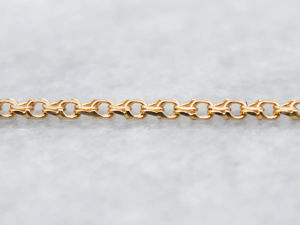 19K Yellow Gold Fancy Curb Chain Necklace