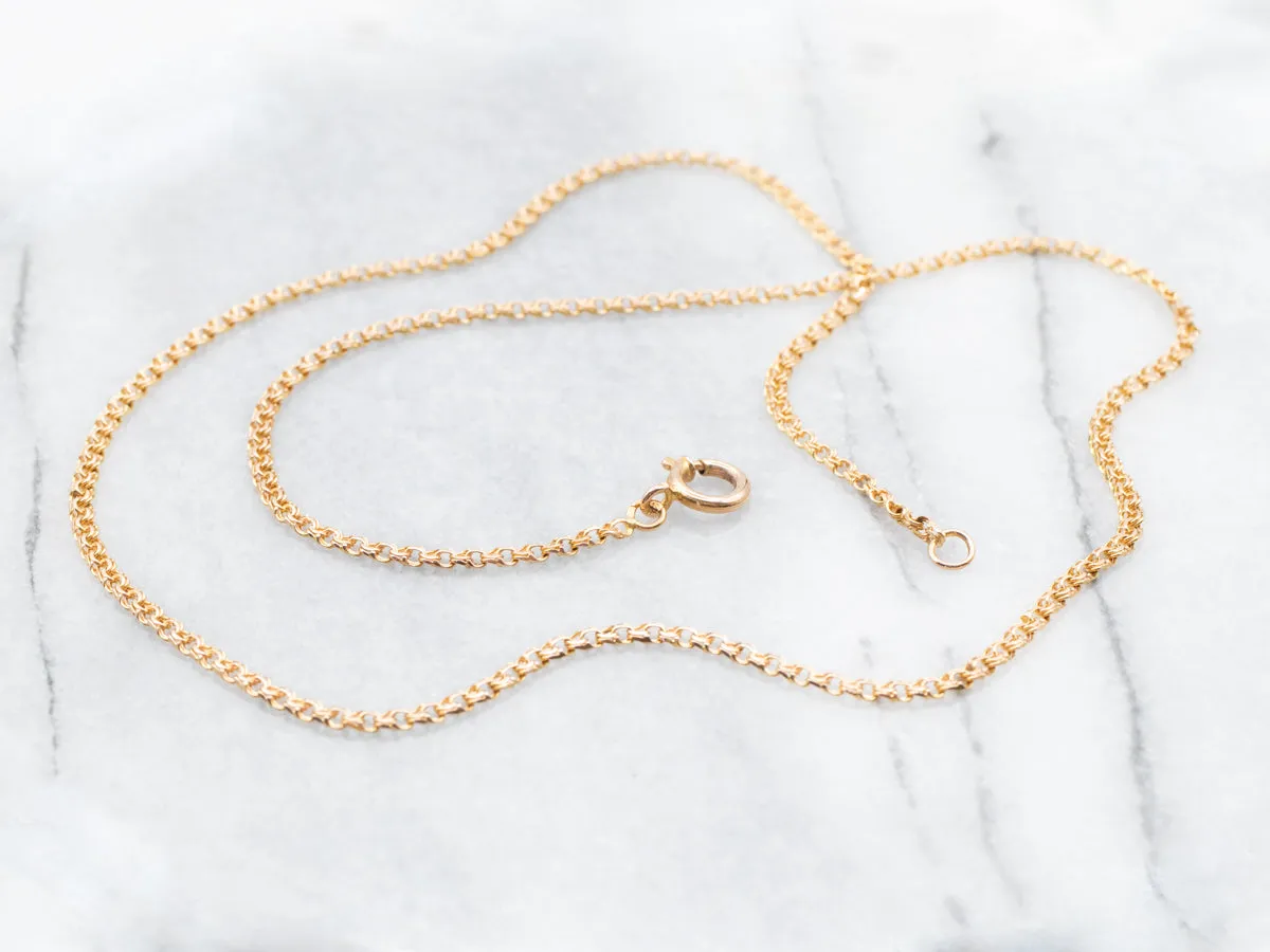 19K Yellow Gold Fancy Curb Chain Necklace