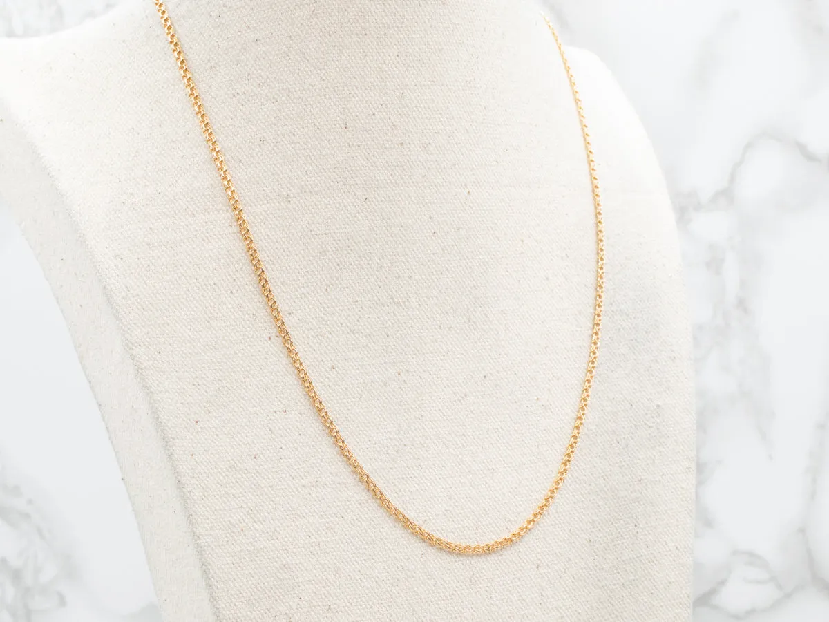 19K Yellow Gold Fancy Curb Chain Necklace