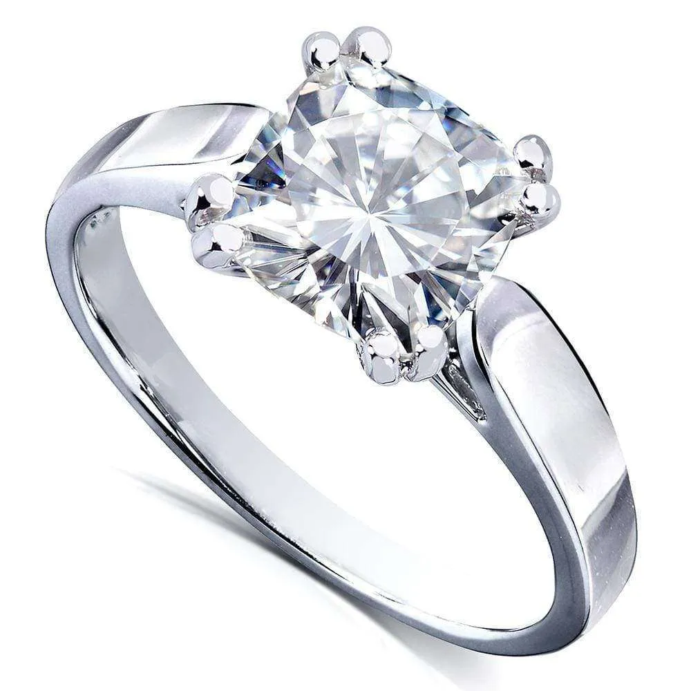 2 Carat Cushion Moissanite Simple Solitaire Ring