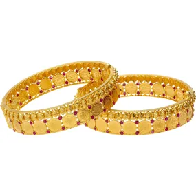 22K Gold & Ruby Temple Kasu Bangles