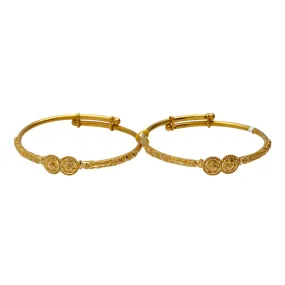 22K Gold Beaded Medallion Baby Bangles