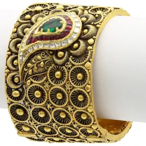 22K Gold Ruby Emerald Kundan Bangle