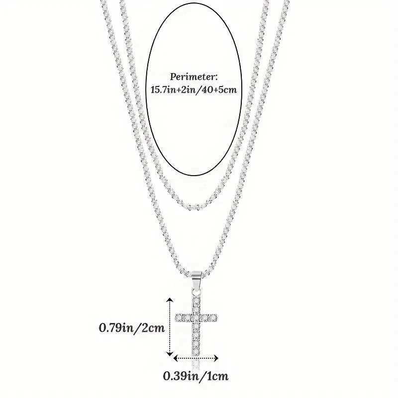 925 Sterling Silver Women's Chain Necklace With Cross Pendant, Hypoallergenic Necklace Gift