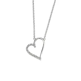 9ct Diamond Set Heart Pendant & Chain