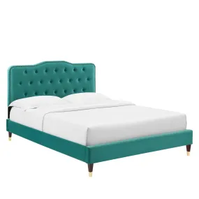 Amber Performance Velvet Queen Platform Bed By Modway - MOD-6776 - Teal