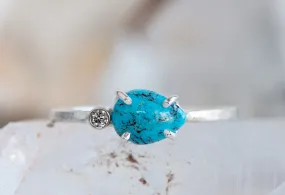 Asymmetrical Turquoise   Diamond Ring