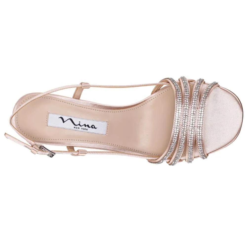 Avaley Heel in Pearl Rose Crystal Satin