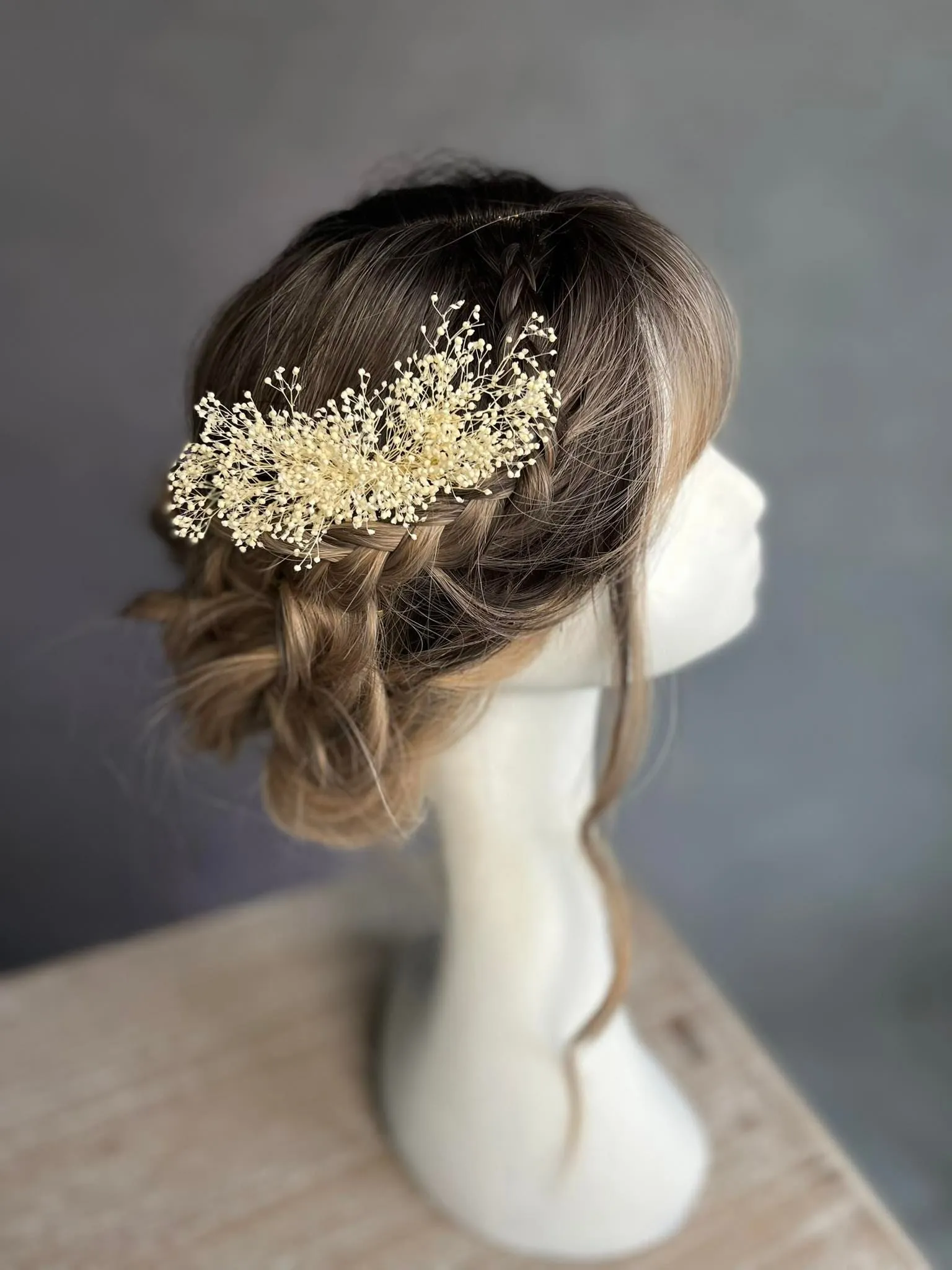 Baby's breath bridal flower comb