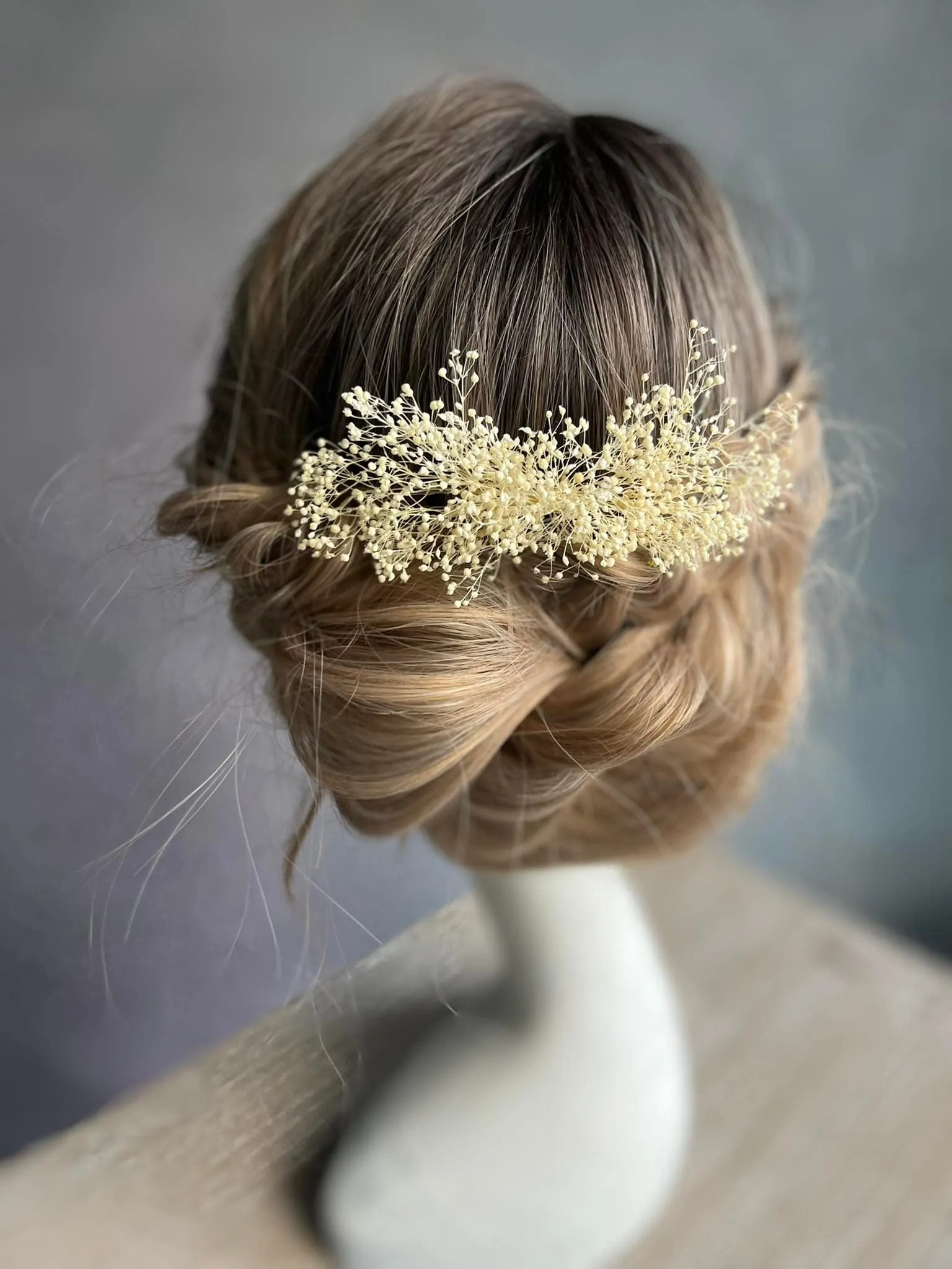 Baby's breath bridal flower comb