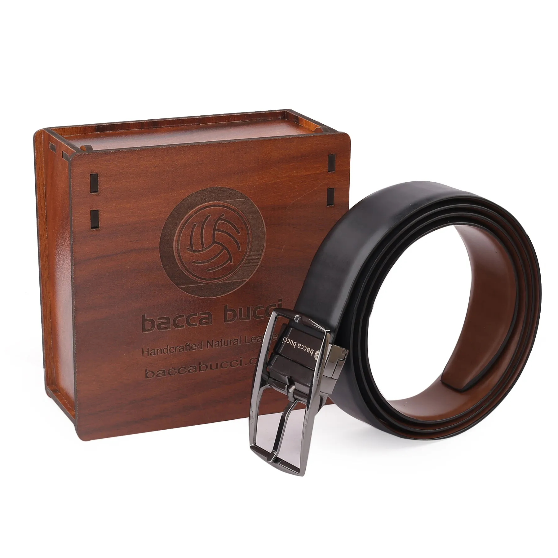 Bacca Bucci Reversible Genuine leather Classic Dress belt for Men-Black & Brown