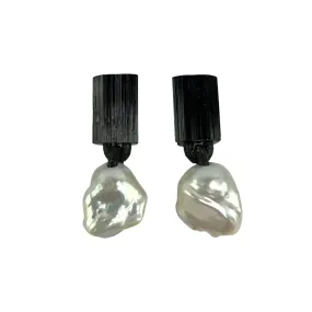 BAROQUE PEARL/TOURMALINE EARRINGS