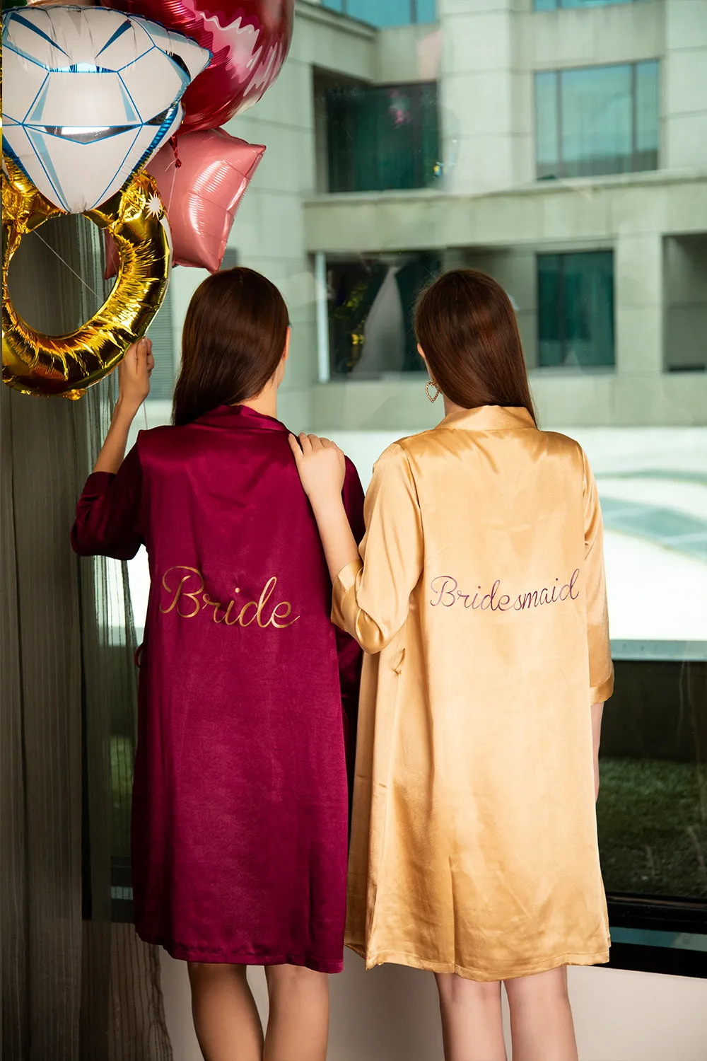 Bridemaid Robe in Satin Gold Color