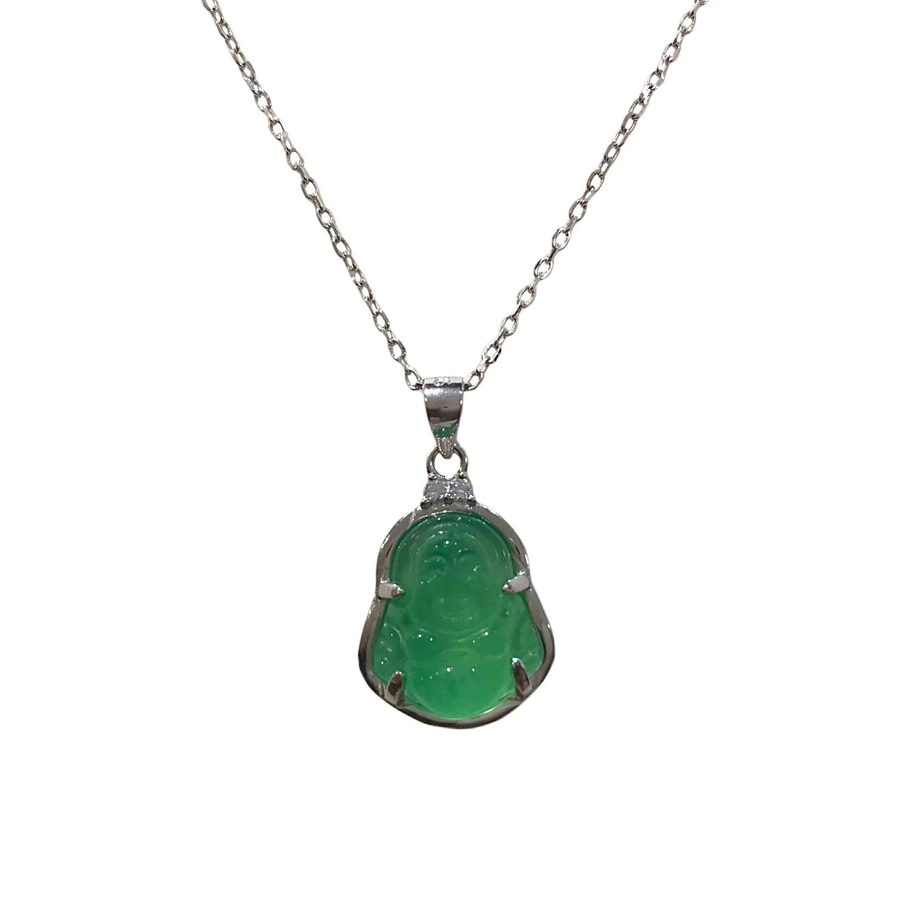 Buddha Gemstone Double CZ 16” Necklace