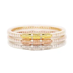 Clear Crystal Three Queens All Weather Bangles (Set of 3)