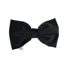 clip velvet oversized bow - black