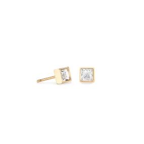 Coeur De Lion Brilliant Square Gold Crystal Stud Earrings