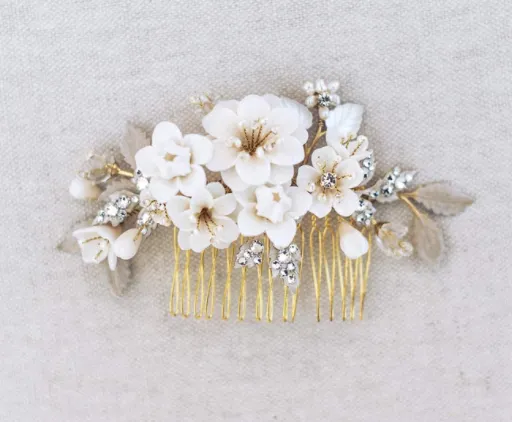 Creamy Floral Petite Garden Comb  | Twigs and Honey