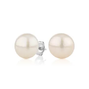 Cultured freshwater pearl 11mm stud earrings in sterling silver