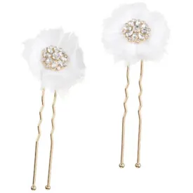 David Tutera™ Bridal Hair Pins: Gold Flower w/Rhinestones & Netting, 2 pieces