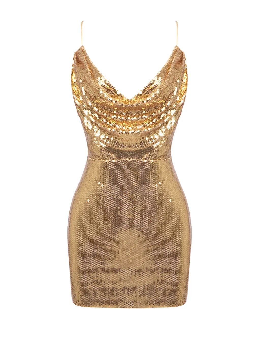 DELLE Drape Sequin Mini Dress