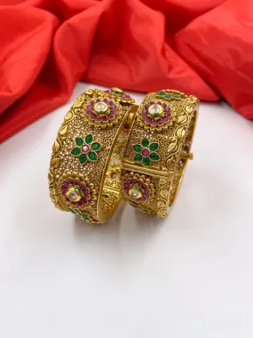 Designer Antique Look Golden Paatla Bangles For Ladies By Gehna Shop