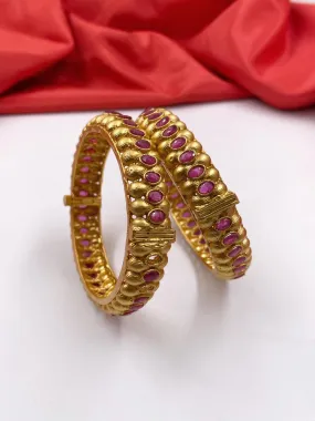 Designer Antique One Gram Gold Look Kangan Bangles For Ladies By Gehna Shop