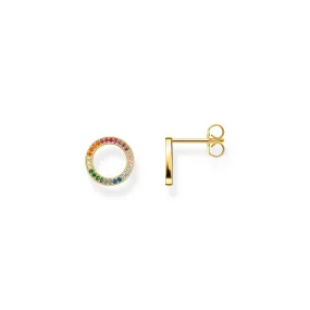 Ear studs Together round gold plated