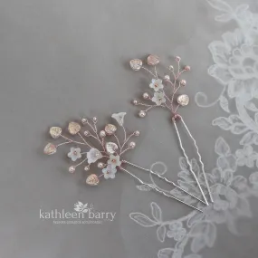 Eden pearly Hair pins - Available in Silver, gold & Rose gold - Sold individually