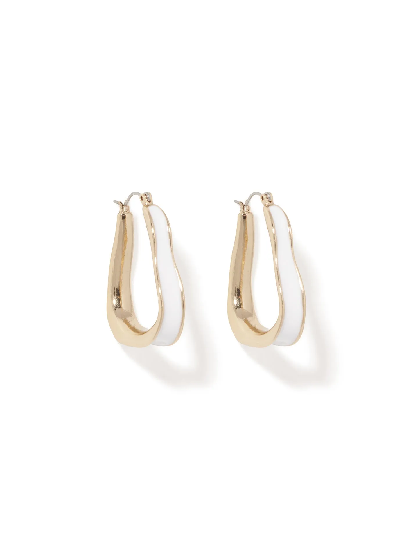 Ellie Enamel Organic Hoop Earrings