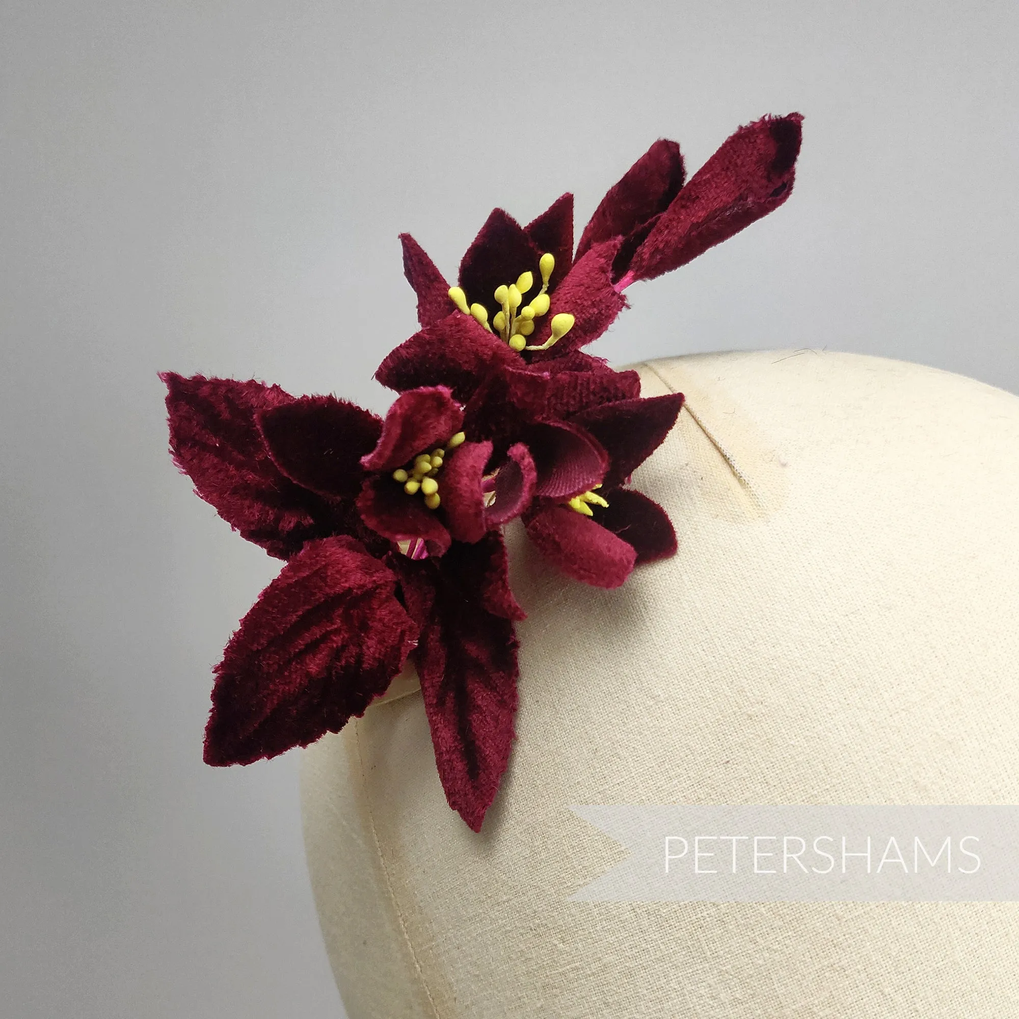 'Elsie' Vintage Velvet Millinery Flower Hat Mount