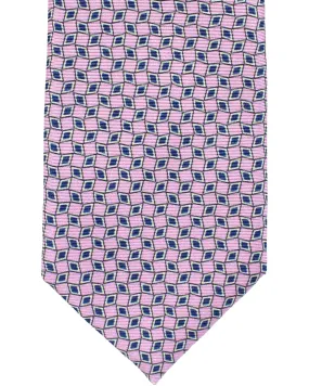 Ermenegildo Zegna Sevenfold Tie Pink Geometric - Zegna 5 Pieghe Narrow Tie