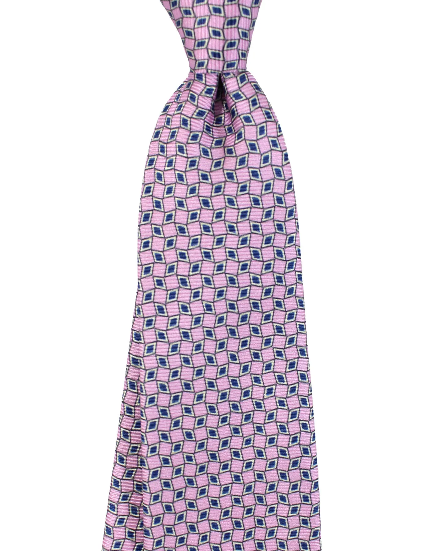 Ermenegildo Zegna Sevenfold Tie Pink Geometric - Zegna 5 Pieghe Narrow Tie